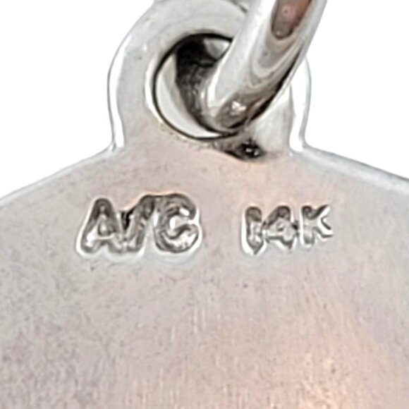 14K White Gold Diamond "C" Initial Circle Pendant Necklace #18094 - Picture 5 of 8